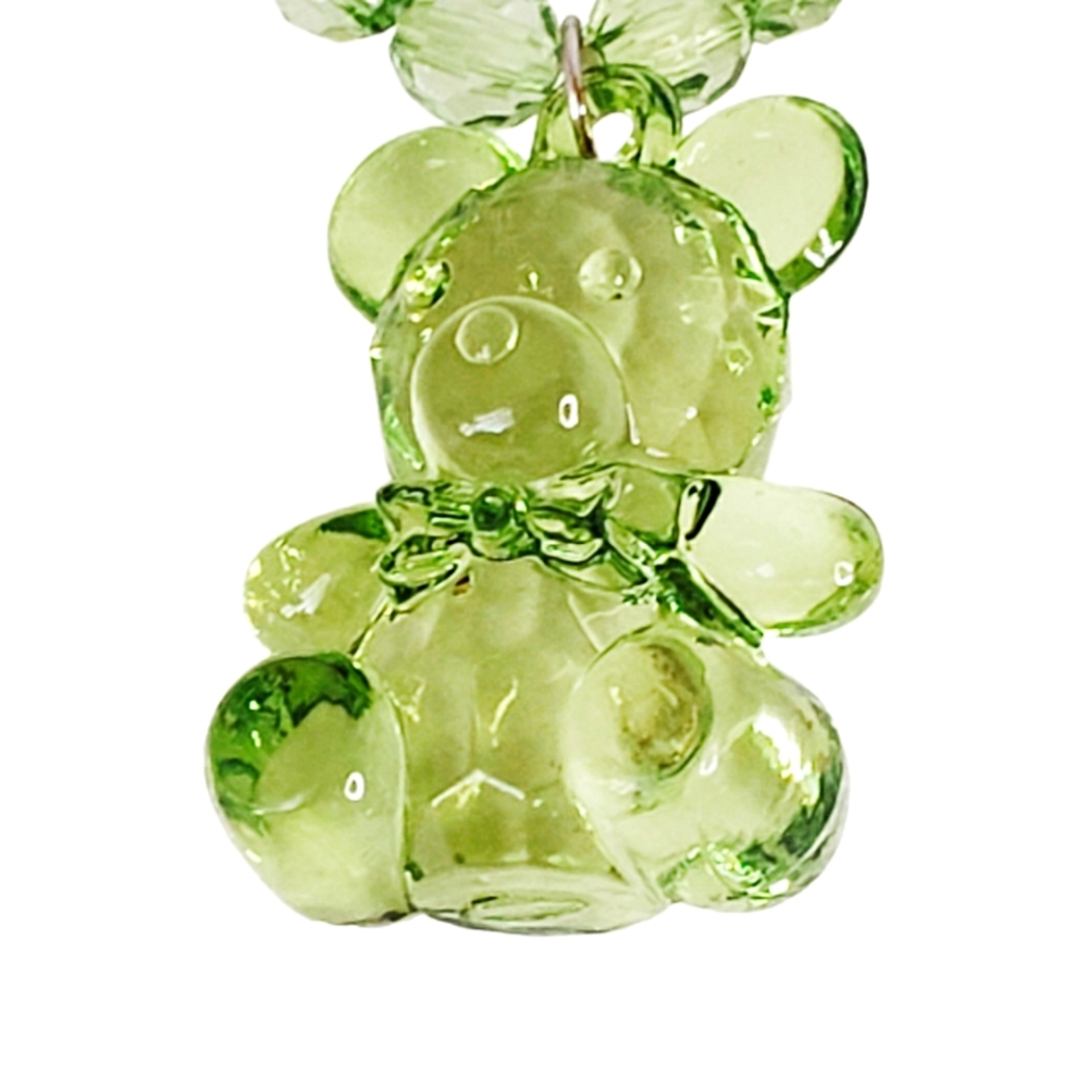 Fashion Jewelry Bear Beaded Keychain Green and Yellow Acrylic OSFM - Picture 7 of 7